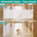20 Inches Tall Retractable Dog Gate to Step Over, Short Pet Gate for Doorways, Extends up to 55" Wide, Step Over Puppy Gates for The House Mesh Doggie Gates Small Dog Gate Indoor Outdoor (White)