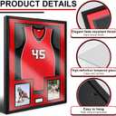 Juexica Jersey Frame Display Case Jersey Shadow Box 32 x 24 Inch with Photo and Signature Display with Tempered Glass Cover for Football Baseball Basketball Hockey, Mens Sport Fans Gift(Black Red)