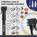 Bicycle Pump Mini Bike Pump - Aluminum Alloy Cycle Pump for Presta & Schrader Valve, Portable Lightweight Bike Tyre Pump Fast Tyre Inflation Mini Air Pump for Mountain Road Bike Ball Pump