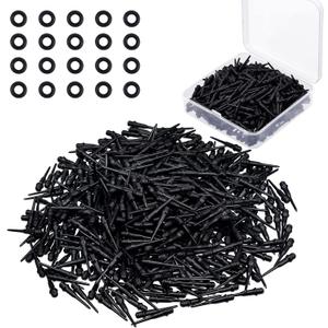 600 Pieces 2BA Thread Dart Tips Plastic Tip Dart Points and 600 Pieces Dart Rubber O Ring Dart Tips Dart Shaft O Rings with a Storage Box for Dart Shaft Part Replacement (Black, Classic)
