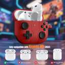 Getino for AirPods 4 2024 Case Cover with Cleaner Kit, Keychain,Compatible with Apple Airpods 4 Case Cover, Cute Funny Game Console Shock-Proof Protective Silicone AirPod 4 Case Covers for Men Boy-Red
