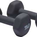 Amazon Basics Neoprene Dumbbell Hand Weights, 15 Pounds, Pair, Dark Grey