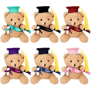Mikasee 6 Pcs 5.12 Inch Mini Graduation Stuffed Bear Soft Stuffed Graduated Bears School Graduation Bear for Preschool Graduation Gift (Color Set 3)