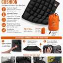Inflatable Seat Cushion for Airplane Travel, Built-in Pump, Firm Adjustable Air-Cell Support Pad for Long Flights, Office & Car, 18 x 16 in, Carry Bag