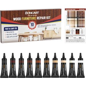 Wood Furniture Repair Kit, Wood Touch up Fillers, Repair Scratches, Cracks, Paint Chips, and Nail Holes on Furniture, Floors, Doors, Cabinets, and Tables (10 Colors)
