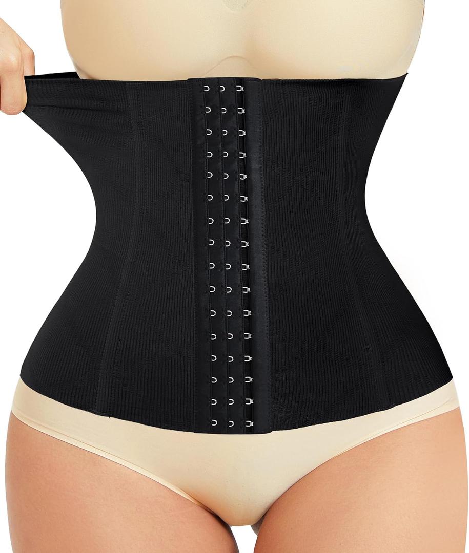 LODAY Waist Trainer Corset Shapewear Tummy Control Body Shaper Waist Cincher for Women Postpartum Belly Band Wrap (Small, Black Hook)