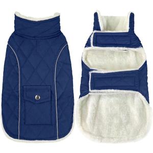 Malier Dog Winter Coat, Windproof Dog Cold Weather Coats with Real Pocket,  Dogs and Puppy (Blue, Small )