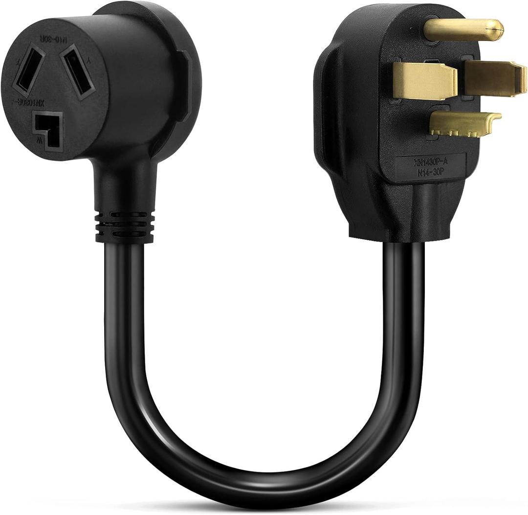 1.5FT 3 Prong to 4 Prong Dryer Adapter, 4 Prong to 3 Prong Dryer Adapter, NEMA 14-30P Male to 10-30R Female, Dryer Cord Adapter 4 to 3 Prong, STW 10AWG, 30A, 250V