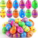 LEASEN 36 Pack Printed Easter Eggs Bulks, 2.3 Inches Empty Plastic Easter Eggs Fillable for Easter Egg Hunt, Easter Party Favor for Kids, Basket Stuffers Fillers