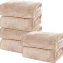 MOONQUEEN 6 Pack Premium Bath Towel Set - Quick Drying - Microfiber Coral Velvet Highly Absorbent Towels - Multipurpose Use as Bath Fitness, Bathroom, Shower, Sports, Yoga Towel (Brown)