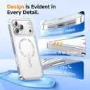 Magnetic for iPhone 17 Pro Max Case with Glitter Integrated Lens Protection, [Glossy Bumper & Shiny Magnetic Ring] [Compatible with Magsafe] Cute Women Girly Phone Case for iPhone 17 Pro Max Silver