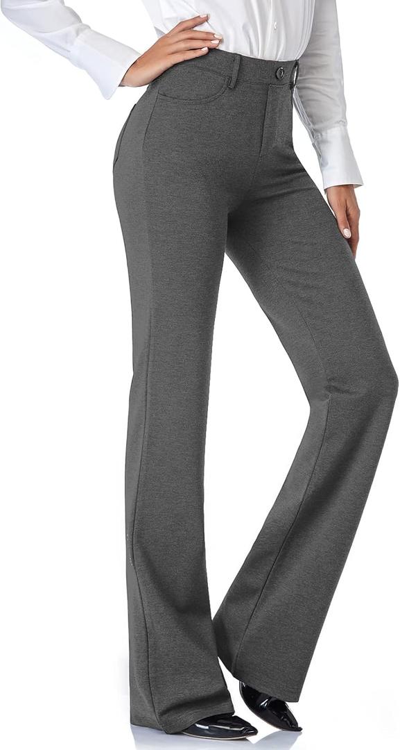 Tapata Women's 34'' Stretchy Bootcut Dress Pants with Pockets Tall, Petite, Regular for Office Work Business (New Charcoal) M