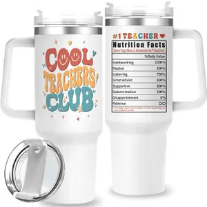 40oz Cool Teacher Tumbler with Handle, Teacher Gifts for Appreciation, Back to School, Birthday, Retirement, Thank You