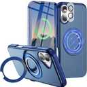 for iPhone 17 Case [Compatible with Magsafe] [15 FT Military Grade Drop Protection] with Screen Protector & Lens Protector,Shockproof Kickstand Phone Case for iPhone 17 (Blue)