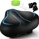 Bicycle Seat, Wide Bike Seat for Men Women, Comfortable Memory Foam Sweatproof Essential Bike Saddle -Dual Shock Absorbing-Best Bike Seat Replacement for Exercise Bikes, Mountain Bikes