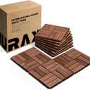 Premium Patio Deck Tiles, 10 PCs 12x12 Snap Together Wood Flooring for Outdoor, Balcony, Porch, Poolside, Waterproof All Weather (Walnut)