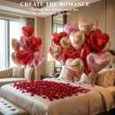 2 x 18 Inch Champagne & Pink & Red Heart Balloons, 24 Pcs Valentine's Day Foil Heart Shaped Balloons Decoration for Romantic Valentines Wedding Bridal Shower Engagement Valentine's Day Party