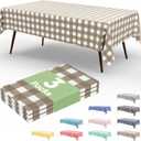 misaya 3 Packs Buffalo Disposable Table Cloth, 54 x 108 Inch Waterproof Plastic Tablecloth, Rectangle Khaki and White Checkered Table Covers for Picnic, Birthday, Party