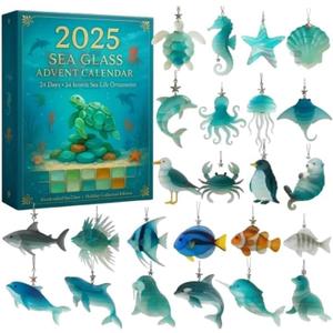 Sea Marine Life Advent Calendar 2025,24 Days of Unique Marine Life Treasures, DIY Beach Ocean Themed Christmas Countdown Calendar for Kids & Collectors