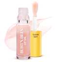 Burt's Bees Lip Oil Clear Day, Instant Hydration, Nourishes and Softens Lips, Tint Free, High Shine Finish, Responsibly Sourced Jojoba Oil, Non Sticky, Wand Applicator, 0.15 Ounce