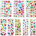 20 Sheets of 3D Puffy Stickers for Kids, Multiple Designs Self-Adhesive Stickers Includes Animals Numbers Letters Fruits for Journal Water Bottles DIY Crafts (Boy Style)