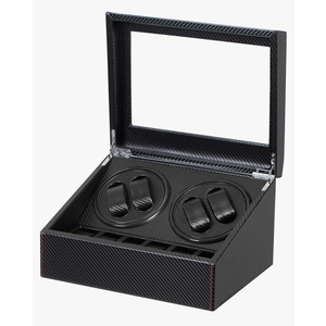 LLS Automatic Watch Winder with 4 Quiet Running Motor Watch Winding Display+ 6 Flexible Watch Pillows Luxury Fiber Leather Storage Case for Man/Woman's Watches