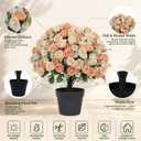 24" Artificial Potted Flowers for Outdoors, Silk Rose Faux Plants