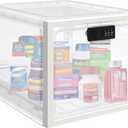 Large Medicine Lock Box for Safe Medication, Lockable Storage Box for Fridge/Snacks Food, Phone Lock Boxes with Combination Code for Home/Dorms/Office Storage Lockers (Translucent White)