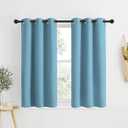 Blackout Small Curtains for Bedroom - Triple Weave Grommet Top Thermal Insulated Light Blocking Panels for Bathroom/Kitchen, Teal Blue, 39" x 30", Set of 2