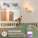 Battery Operated Wall Sconce, 2-Lights Vinatge Brass Wall Lighting with Amber Tluip Shade Rechargeable Bulb with Remote for Living Room, Bedroom (1 pack)