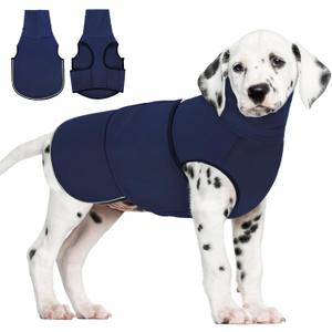 AOFITEE Dog Anxiety Calming Hoodie, Thunder Jacket for Dogs Anxiety, Breathable Calming Shirt for Fireworks, Thunder, Travel, Separation, Pet Hoodies for Noise Block & Ear Protection, XS (Navy Blue)