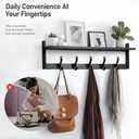 Tatub 29'' Coat Rack Wall Mount with Shelf, Wood Wall Hooks with Storage, Entryway Shelf with 5 Coat Hangers for Bathroom, Living Room, Bedroom, Black