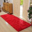 DETUM Red Rug 2x6 Feet - Fluffy Red Runner Rugs for Bedroom Shaggy 2' X 6' Living Room Rug Soft Rugs for Kids Room Non-Slip Nursery Office Dorm Washable Carpets Home Decor