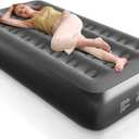 Air Mattress Twin with Built in Pump 13" Double Height Inflatable Mattress with Soft Flocked Top & Carry Bag Adjustable Blow Up Mattress Portable Air Bed for Guest Indoor Travel-Black