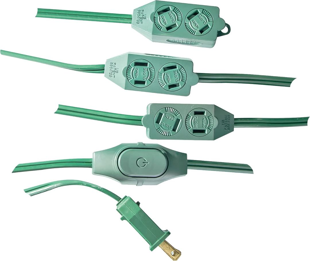 Go Green Power (GG-24509GN) 18/2 SPT-2 Gauge 9-Outlet Extension Cord with Safety Fuse Male Plug, Green, 9 ft