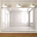 AOFOTO 7x5ft Empty Room Wall Photo Backdrop White Living Room French Classic Gypsum Line Wall Photography Background Office Video Conference Meeting Background Decor Supplies Photo Studio Props