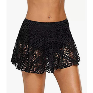 Lopie Women Lace Crochet Swim Skirt Bikini Bottom Swimsuit Board Shorts Skort Swimdress, XL