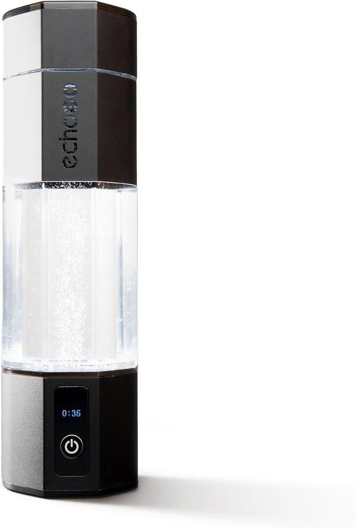 Echo Go+ Hydrogen Water Bottle - Hydrogen Infusion Technology - Rechargeable Water Bottle - SPE & PEM Purification - Active Hydration Support for Skin Health & Immune Function - 10 oz (Black)