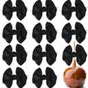 AIMUDI Black Satin Ribbon Twist Tie Bows for Treat Bags - 3.5" Black Bows for Crafts, Gift Wrapping & Wedding Favors - 24 Counts