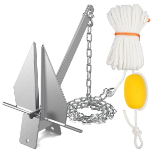 Abimars Boat Anchor Kit, 4 Sizes Fluke Anchor with Float, Chain, Rope, Hot-Dipped Galvanized Steel Anchor for Watercraft Up to 38FT