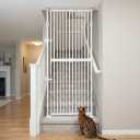 unipaws 75" High Extra Tall Cat Gate, Auto Closing and No Drilling Safety Gate for Doorway Hallway Stairs, Cat Dog Proof, Fit for 21"-34" Wide Opening, Indoor Use, White, 21"-34"W75"H