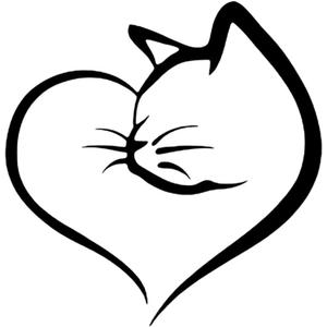 Cat Sticker Car Bike Helmet Car Sticker Heart Wound Hidden Wall Wall PC Smartphone Cute Funny Waterproof Sticker Cutting Sticker Decal Black White JM-391 (1, Black)