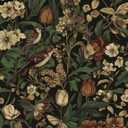 Erfoni 17.3" x118" Vintage Floral Peel and Stick Wallpaper Dark Floral and Bird Contact Paper DIY Self Adhesive Removable Wallpaper for Bedroom Cabinets Decor Retro Boho Flower Leaf Wall Paper