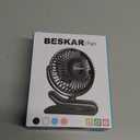 BESKAR USB Clip on Fan, Portable Small Fan with Cord Powered, 3 Speeds Strong Airflow, with Sturdy Clamp, Quiet Personal Desk Fan (Black)