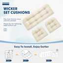 Wicker Chair Cushions 3 Piece Set, Outdoor Loveseat Wicker Cushions for Patio Furniture Settee, Waterproof Wicker Patio Furniture Loveseat Cushions, 1 Loveseat and 2 U-Shaped Cushions, Cream