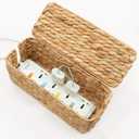 Cable Management Box, Water Hyacinth Organizer Box, Durable Rattan Cable Organizer, with 2 Open Slots for Home Office Desk Computer TV Wires USB Hub Power Strip, Handmade Rattan Cord Organizer Box
