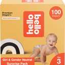 Hello Bello Premium Diapers, Size 3 (14-24 lbs) Surprise Pack for Girls - 100 Count, Hypoallergenic with Soft, Cloth-Like Feel - Assorted Girl & Gender Neutral Patterns Girl/Neutral (Assorted Style)