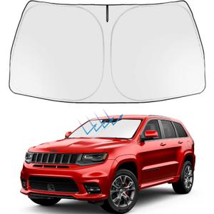 Proadsy Windshield Sun Shade for Jeep Grand Cherokee 2014-2025 2026 4-Layer Foldable Front Sunshade Protector Sun Visor Blocks UV Rays Keep Car Cooler