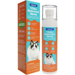 Cat Deterrent Spray, Natural Cat Repellent Spray with Citrus Scent, Indoor & Outdoor Traning Aid for Urine Marking & Anti-Scratch, Safe for Furniture, Plant & Rugs, (150ml/5.28oz) (Orange)