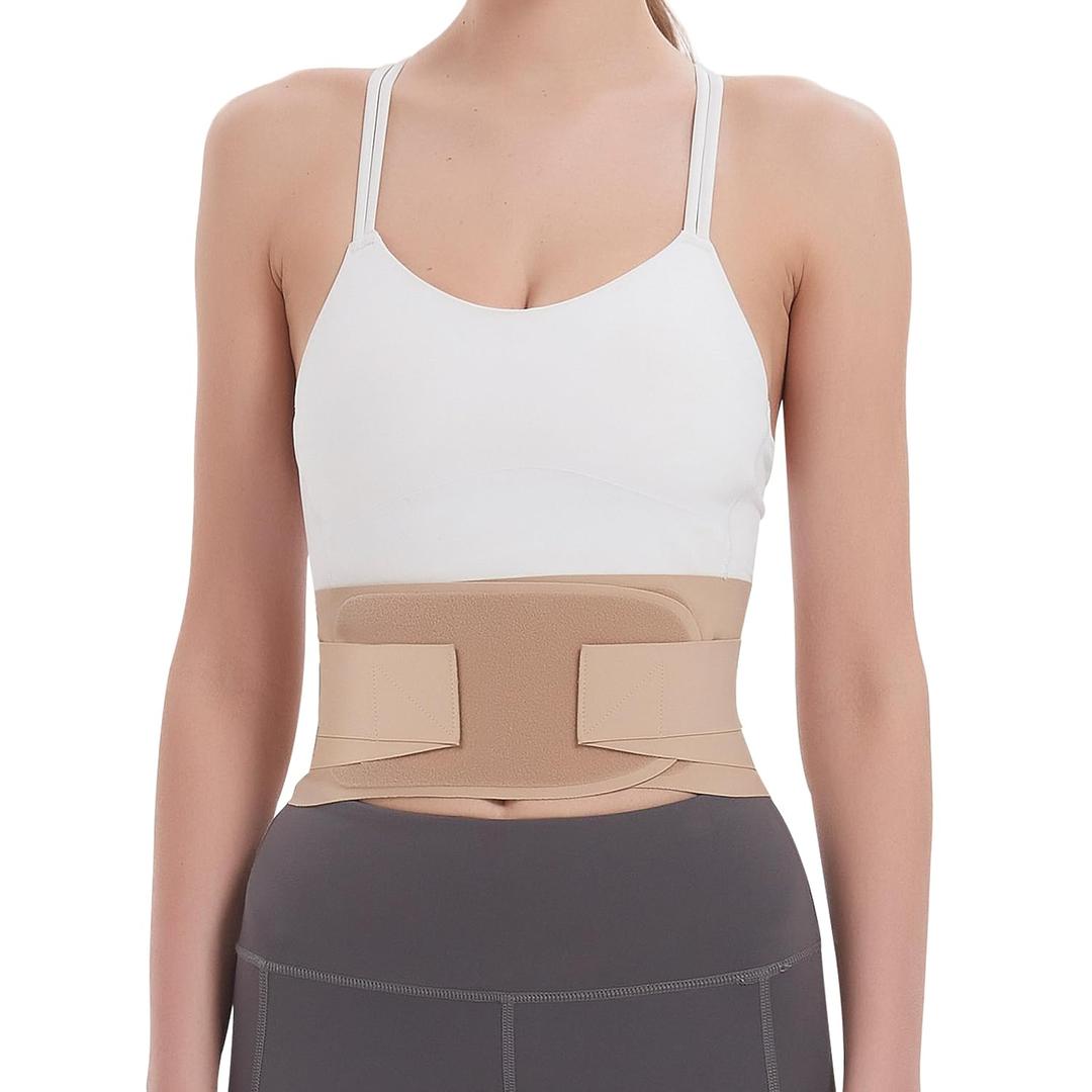 RANDY SUN Ultra Thin Back Brace, Lightweight Breathable for Women & Men, Invisible Waist Support Belt for Lower Back Pain Relief and Posture Correction Beige, M